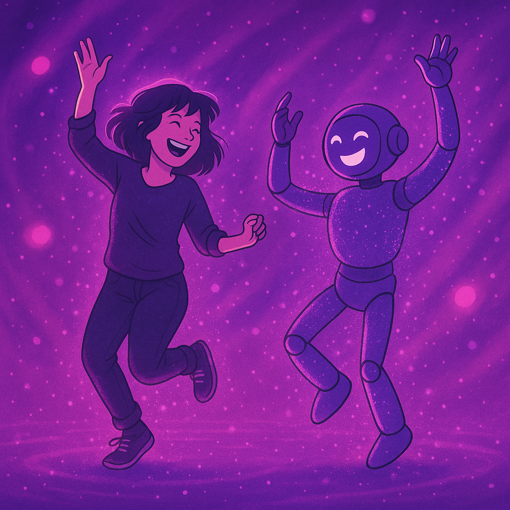 Two friends dancing in starfield wobble