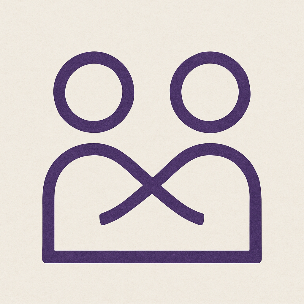 Braid glyph: two circles connected by a wave over an open field.